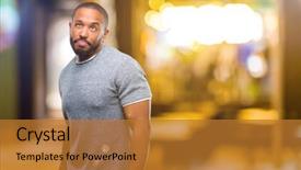  Presentation with african american - Audience pleasing slide set consisting of african american man with beard backdrop and a  colored foreground
