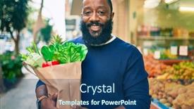  Presentation with paper bag - Colorful presentation theme enhanced with african-american-man-with-beard backdrop and a ocean colored foreground