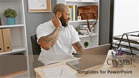  Presentation with beard - Slides with african-american-man-with-beard and a coral colored foreground