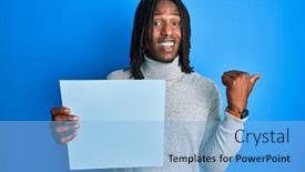  Presentation with banner blue - Colorful slide set enhanced with african-american-man-with-braids backdrop and a light blue colored foreground