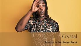  Presentation with animal eye - Colorful presentation enhanced with african-american-man-with-braids backdrop and a gold colored foreground