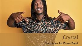  Presentation with animal print - Slide deck with african-american-man-with-braids background and a gold colored foreground