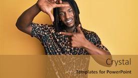  Presentation with animal print - Presentation theme consisting of african-american-man-with-braids background and a gold colored foreground