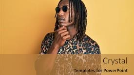  Presentation with animal print - Theme with african-american-man-with-braids background and a gold colored foreground