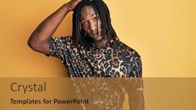  Presentation with hand print - Slides having african-american-man-with-braids background and a red colored foreground