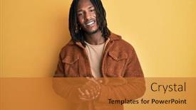  Presentation with optimistic - Cool new slide deck with african-american-man-with-braids backdrop and a gold colored foreground