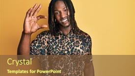  Presentation with hand print - PPT theme featuring african-american-man-with-braids background and a tawny brown colored foreground