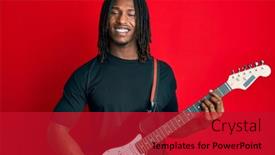  Presentation with electric guitar - PPT theme featuring african-american-man-with-braids background and a crimson colored foreground