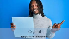  Presentation with banner blue - Theme featuring african-american-man-with-braids background and a light blue colored foreground