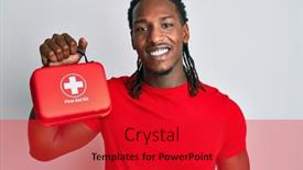  Presentation with first aid kit - Slide deck enhanced with african-american-man-with-braids background and a red colored foreground