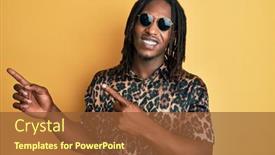  Presentation with animal print - Theme having african-american-man-with-braids background and a tawny brown colored foreground