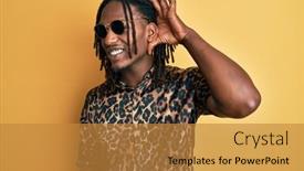  Presentation with hand print - Presentation design featuring african-american-man-with-braids background and a gold colored foreground