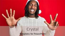  Presentation with eight - Cool new slide set with african-american-man-with-braids backdrop and a coral colored foreground