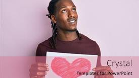  Presentation with american heart - Amazing presentation design having african-american-man-with-braids backdrop and a coral colored foreground