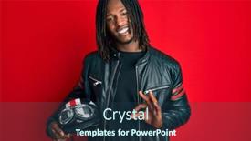  Presentation with motorcycle - Slide deck having african-american-man-with-braids background and a tawny brown colored foreground