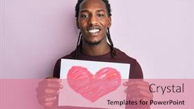  Presentation with american heart - PPT theme having african-american-man-with-braids background and a coral colored foreground
