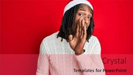  Presentation with talk - Presentation design featuring african-american-man-with-braids background and a red colored foreground