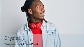  Presentation with music african american jazz musician - Presentation design having african-american-man-with-braids background and a light blue colored foreground