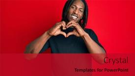  Presentation with american heart - Presentation theme having african-american-man-with-braids background and a crimson colored foreground