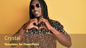  Presentation with animal print - PPT theme featuring african-american-man-with-braids background and a tawny brown colored foreground