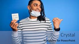  Presentation with medical face mask - Slides having african-american-man-with-dreadlocks background and a teal colored foreground