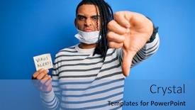  Presentation with medical face mask - Theme having african-american-man-with-dreadlocks background and a teal colored foreground