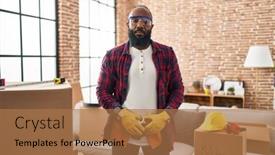  Presentation with home renovation - Presentation enhanced with african-american-man-working background and a coral colored foreground