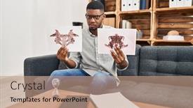  Presentation with working - Slide deck consisting of african-american-man-working background and a coral colored foreground