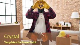  Presentation with american heart - Slides consisting of african-american-man-working background and a  colored foreground