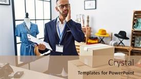  Presentation with african american dental - Presentation theme consisting of african-american-man-working background and a coral colored foreground