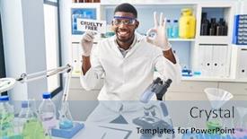  Presentation with cruelty - Slide set consisting of african-american-man-working background and a light blue colored foreground