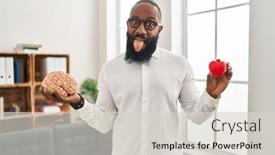  Presentation with american heart - Presentation with african-american-man-working background and a light gray colored foreground