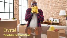  Presentation with home renovation - Presentation design consisting of african-american-man-working background and a coral colored foreground