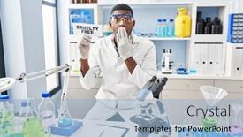  Presentation with cruelty - Presentation theme consisting of african-american-man-working background and a light blue colored foreground