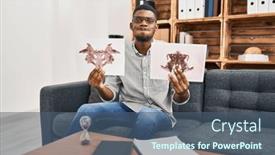  Presentation with puffing - Slide deck having african-american-man-working background and a ocean colored foreground