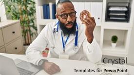  Presentation with dietitian - PPT layouts having african-american-man-working background and a soft green colored foreground