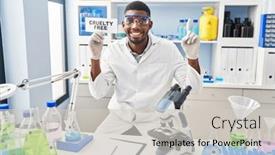  Presentation with cruelty - Slides having african-american-man-working background and a light gray colored foreground