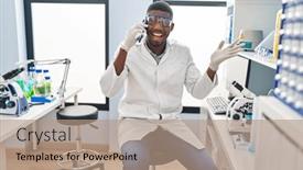  Presentation with achievement - Presentation having african-american-man-working background and a coral colored foreground