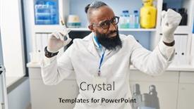  Presentation with syringe - PPT layouts featuring african-american-man-working background and a light gray colored foreground