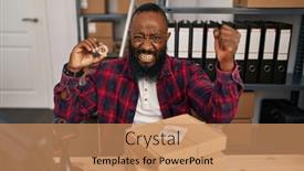  Presentation with yelling - Theme featuring african-american-man-working background and a  colored foreground