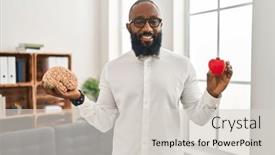  Presentation with american heart - PPT theme featuring african-american-man-working background and a light gray colored foreground