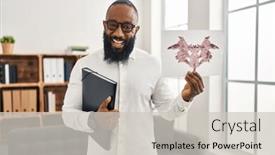  Presentation with psychology - Presentation design enhanced with african-american-man-working background and a light gray colored foreground