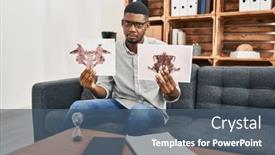  Presentation with psychology - Presentation theme featuring african-american-man-working background and a  colored foreground