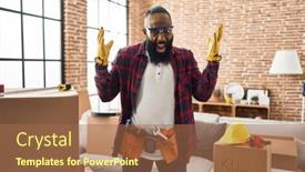  Presentation with home renovation - Presentation design consisting of african-american-man-working background and a coral colored foreground