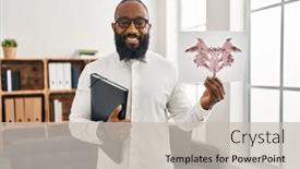  Presentation with psychology - Slide deck having african-american-man-working background and a light gray colored foreground