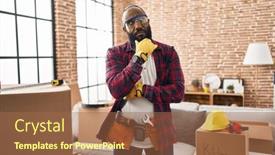  Presentation with home renovation - Theme featuring african-american-man-working background and a coral colored foreground