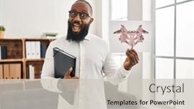  Presentation with psychology - PPT theme enhanced with african-american-man-working background and a soft green colored foreground