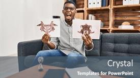  Presentation with psychology anger - Theme featuring african-american-man-working background and a ocean colored foreground