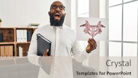  Presentation with psychology anger - Presentation with african-american-man-working background and a soft green colored foreground