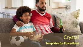  Presentation with beer bottle - Cool new PPT layouts with african-american-man backdrop and a violet colored foreground